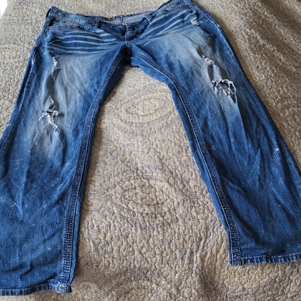 Mens Affliction Distressed Blue Jeans
